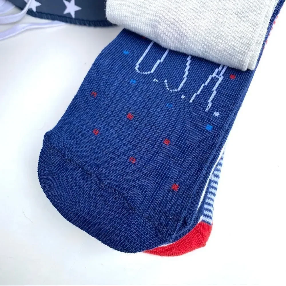 Rae Dunn Patriotic Ankle Socks 10pk Red White Blue NWT